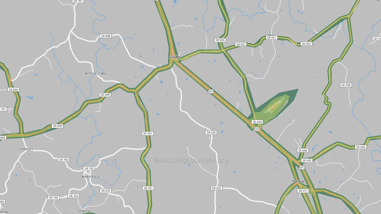 24554, VA Map of Noise Levels in 24554