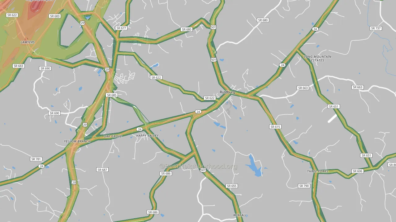 24588, VA Map of Noise Levels in 24588