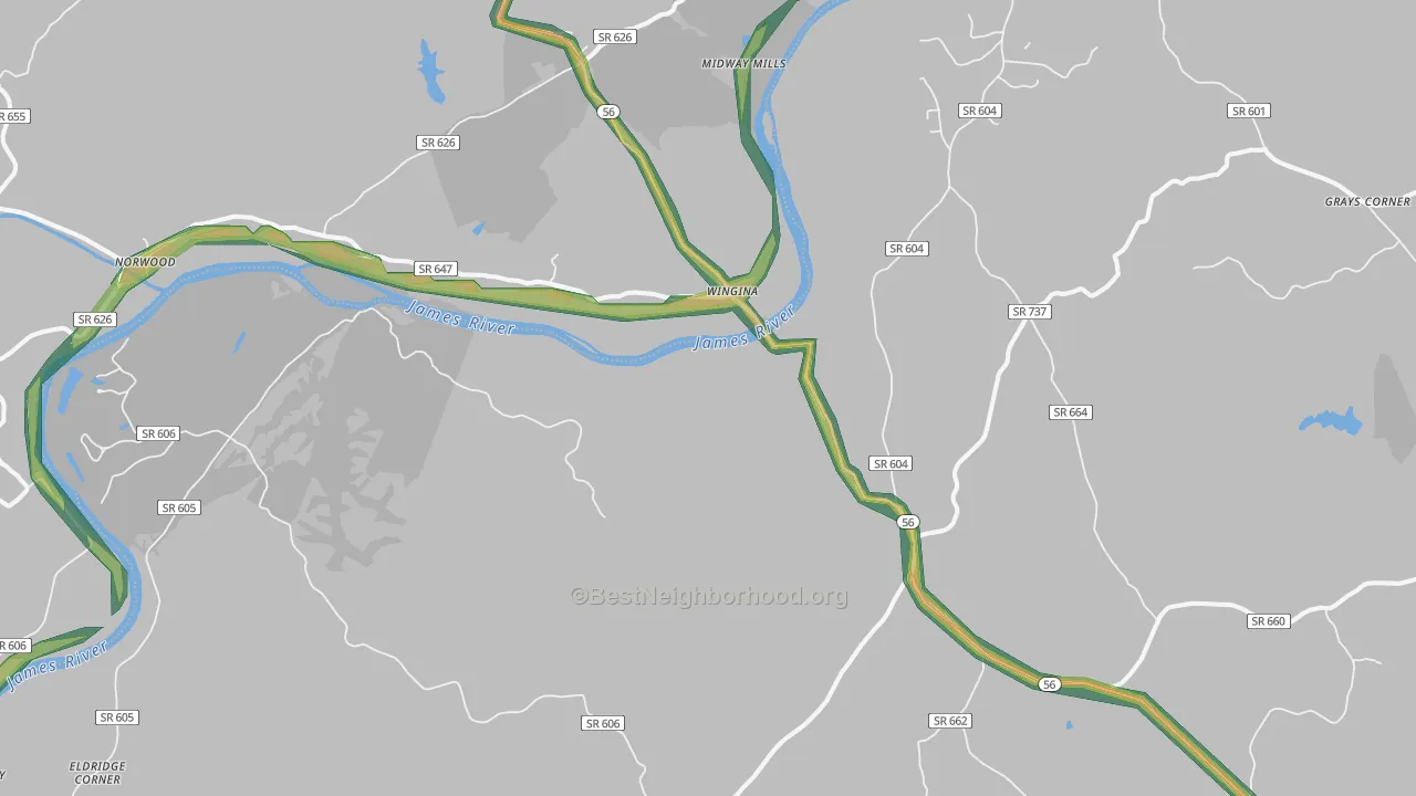 24599, VA Map of Noise Levels in 24599
