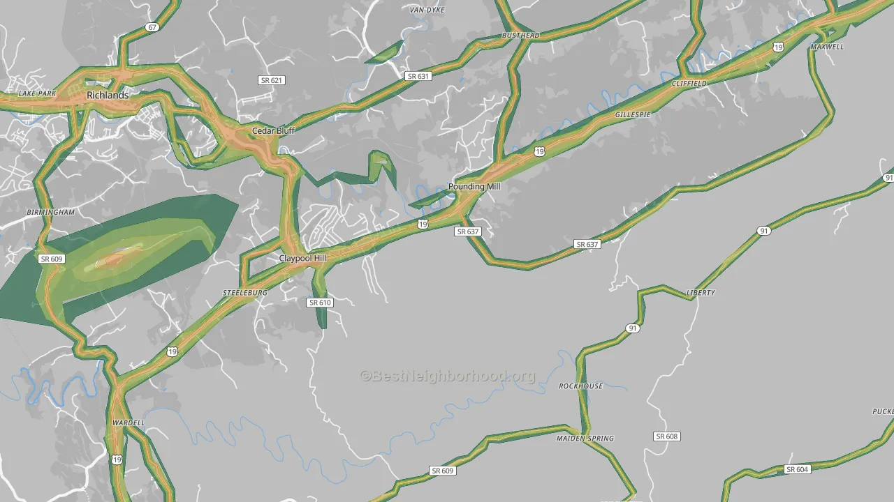 24637, VA Map of Noise Levels in 24637
