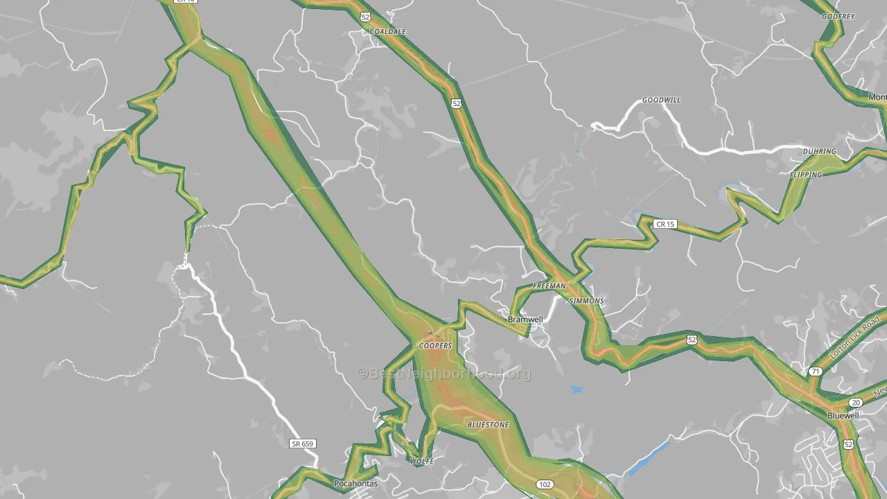 24715, WV Map of Noise Levels in 24715