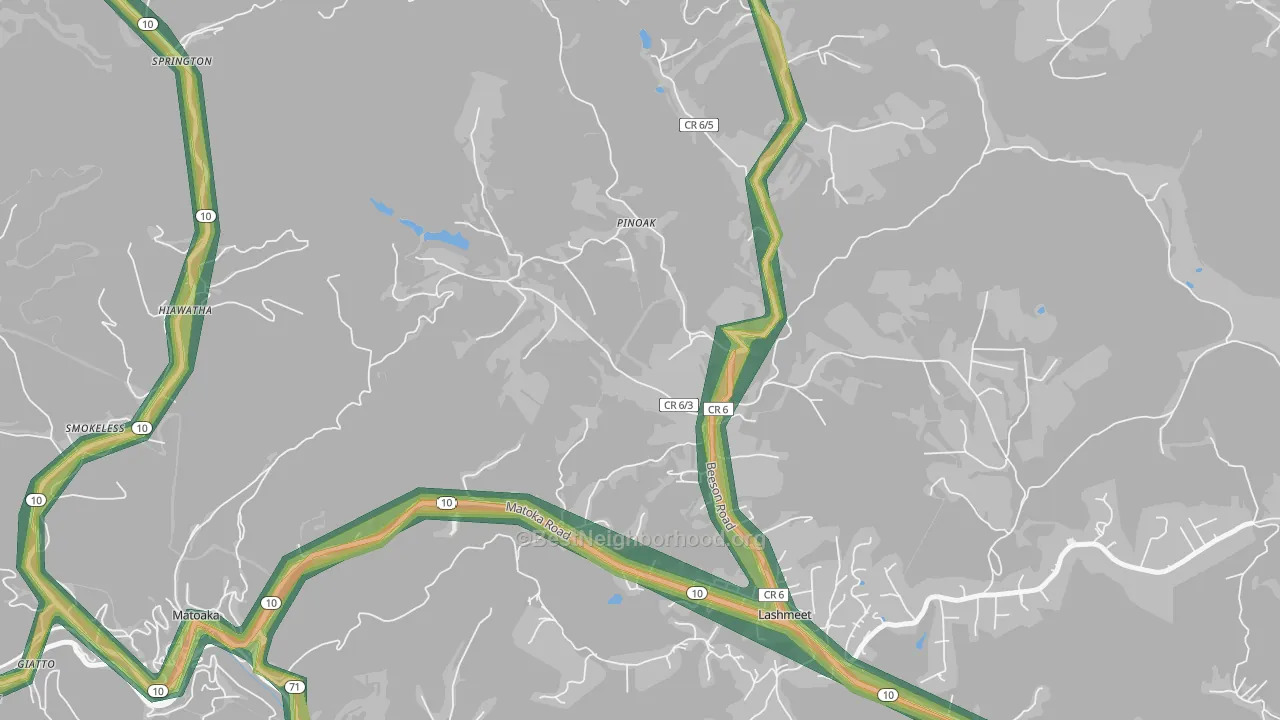 24733, WV Map of Noise Levels in 24733