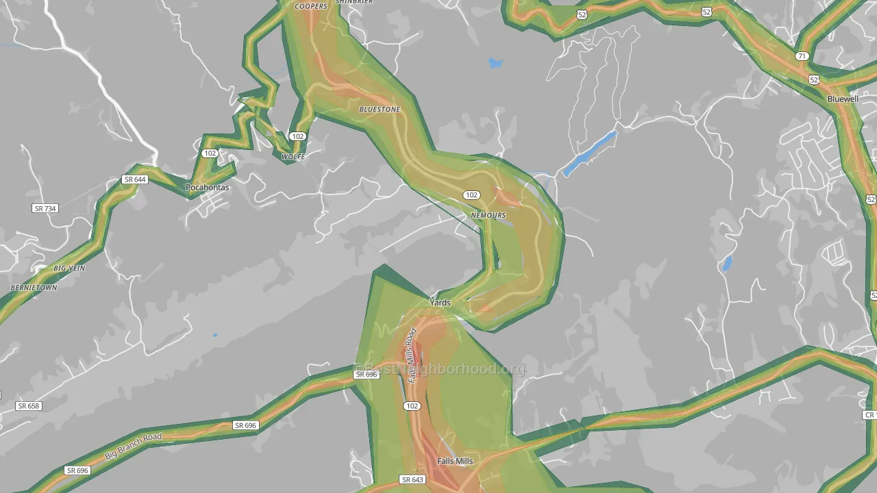 24738, WV Map of Noise Levels in 24738