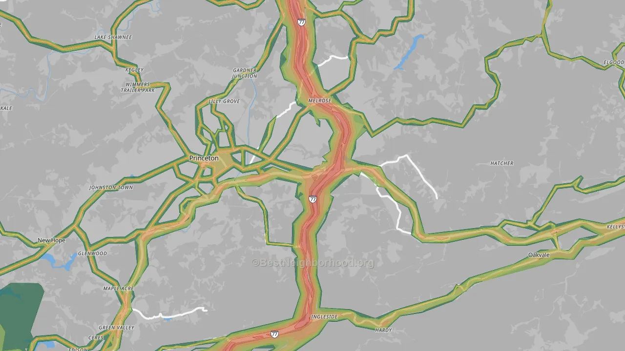 24739, WV Map of Noise Levels in 24739