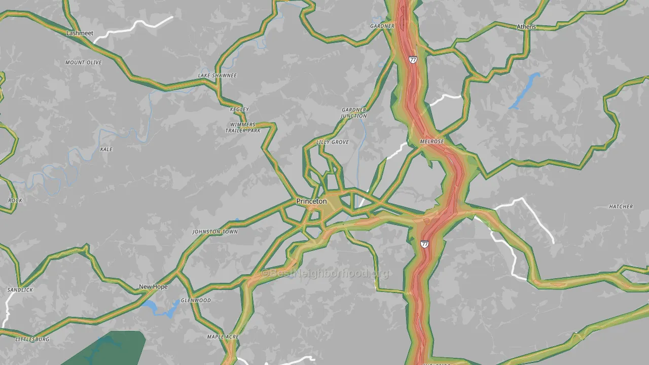 24740, WV Map of Noise Levels in 24740