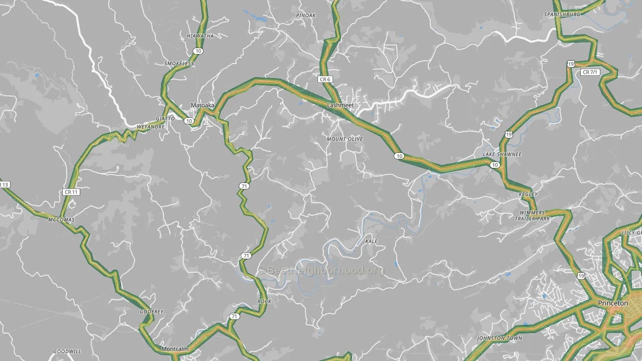 24747, WV Map of Noise Levels in 24747