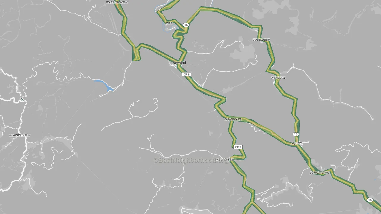 24815, WV Map of Noise Levels in 24815