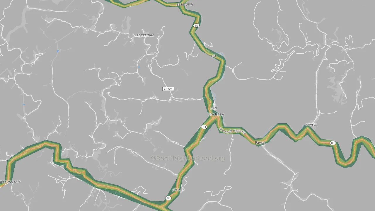 24817, WV Map of Noise Levels in 24817