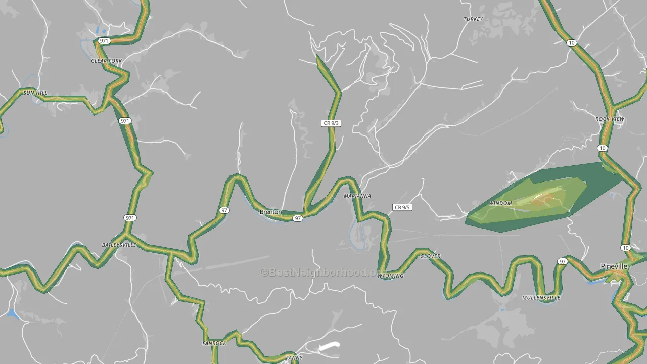24818, WV Map of Noise Levels in 24818