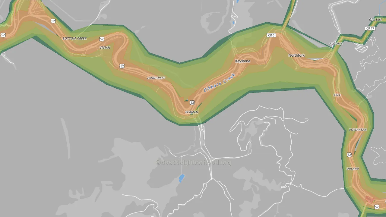 24829, WV Map of Noise Levels in 24829