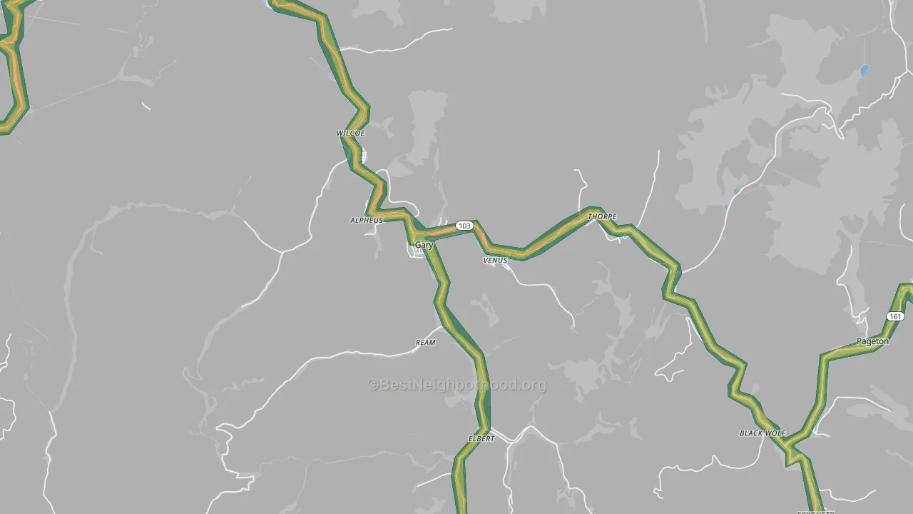 24836, WV Map of Noise Levels in 24836