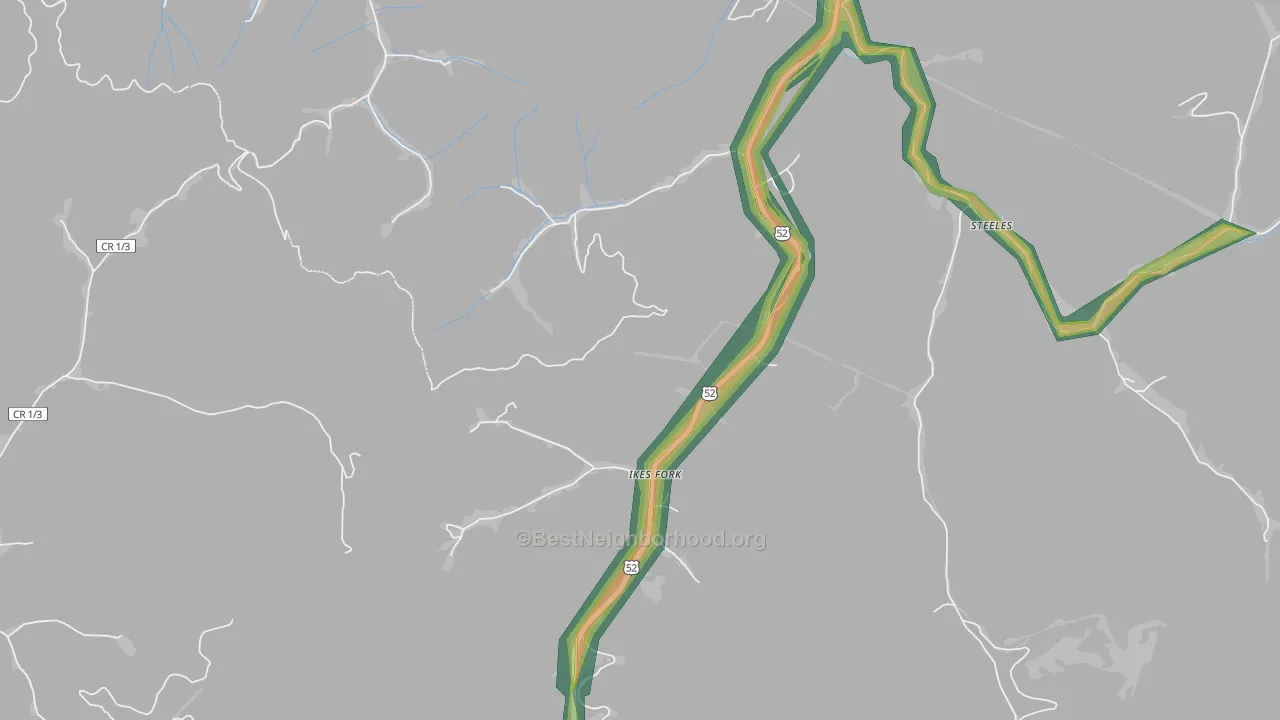 24845, WV Map of Noise Levels in 24845