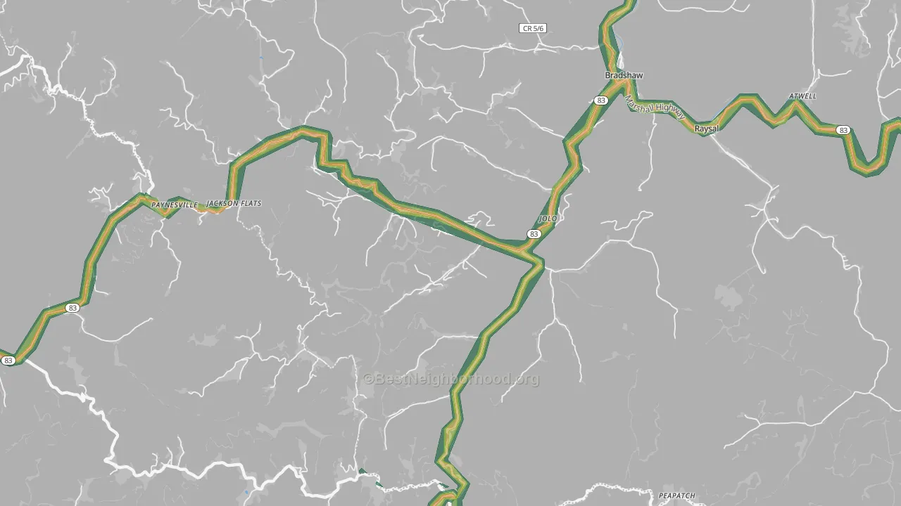 24850, WV Map of Noise Levels in 24850