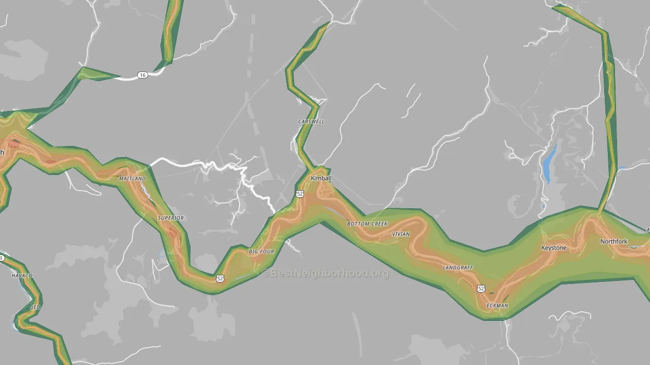 24853, WV Map of Noise Levels in 24853