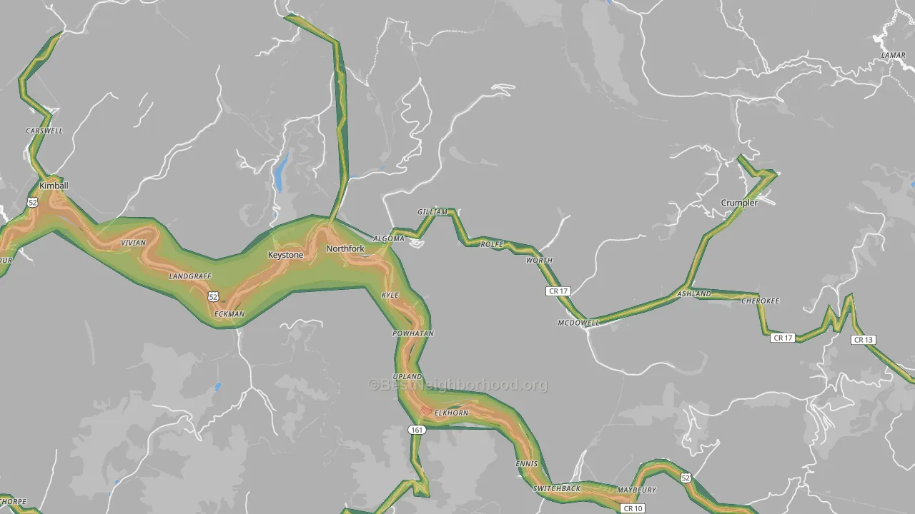 24868, WV Map of Noise Levels in 24868