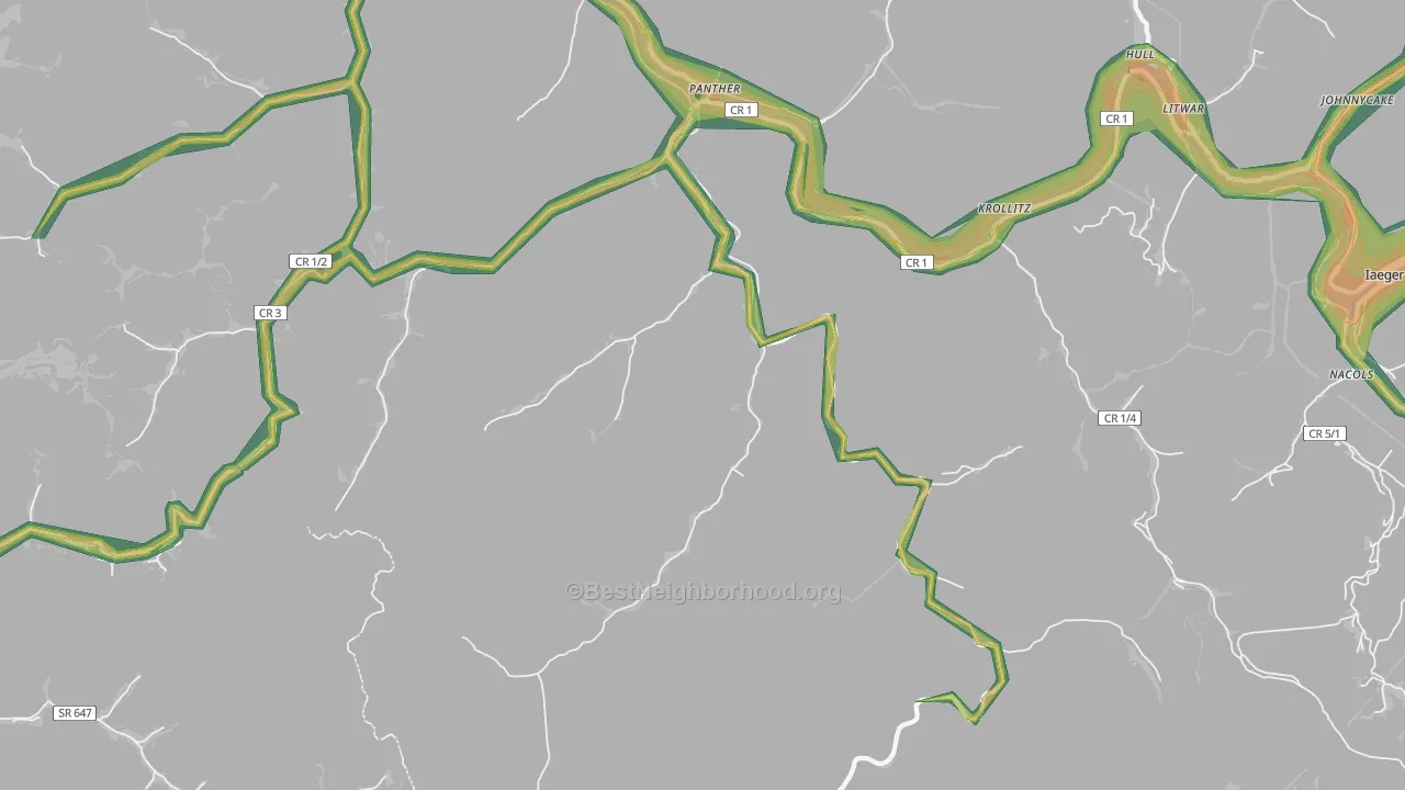 24872, WV Map of Noise Levels in 24872