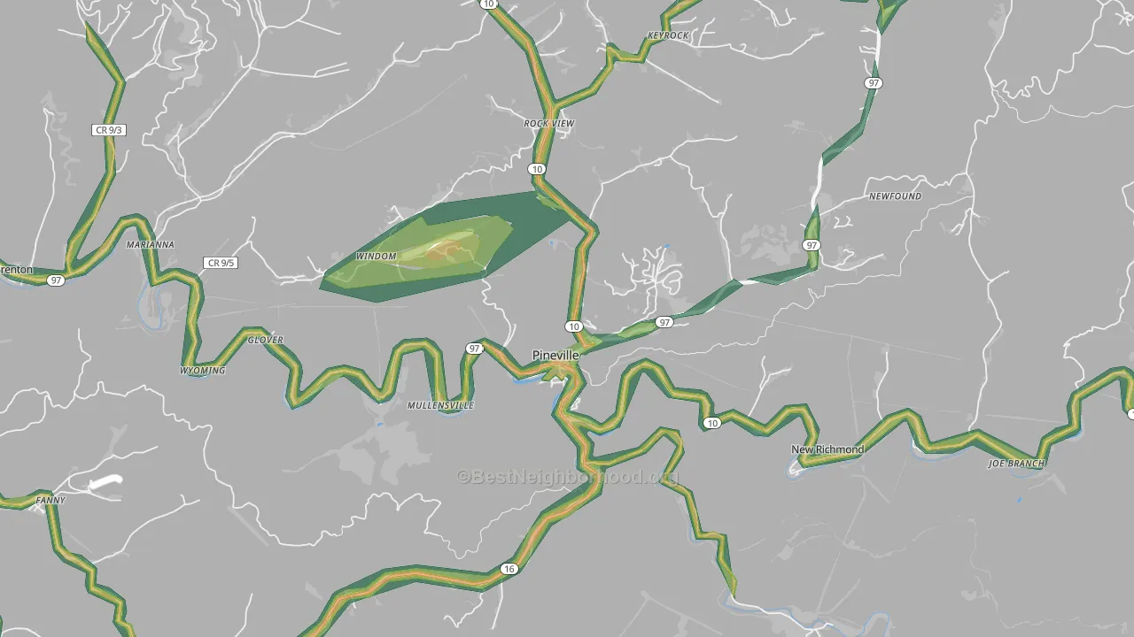 24874, WV Map of Noise Levels in 24874