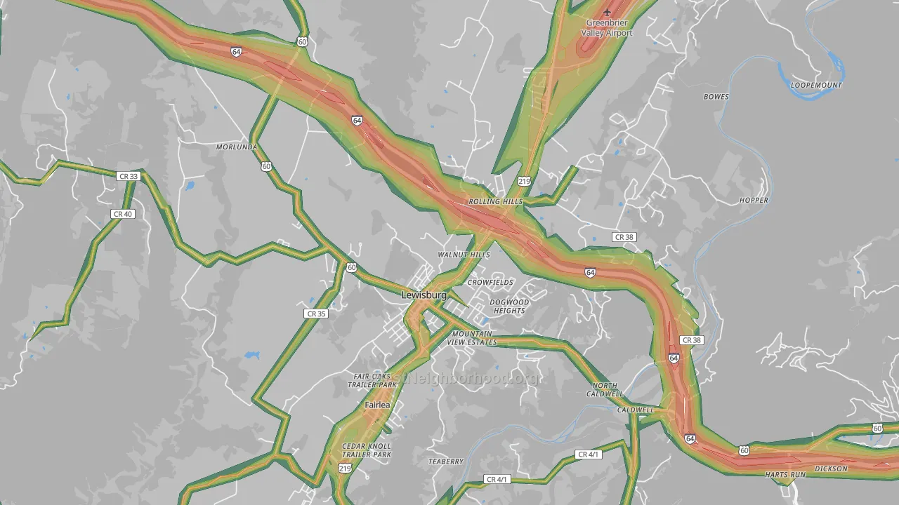 24901, WV Map of Noise Levels in 24901