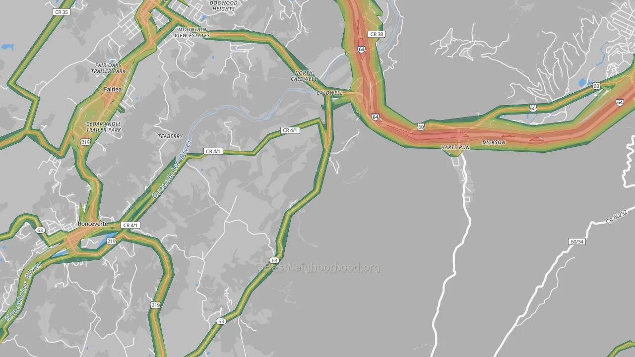 24925, WV Map of Noise Levels in 24925