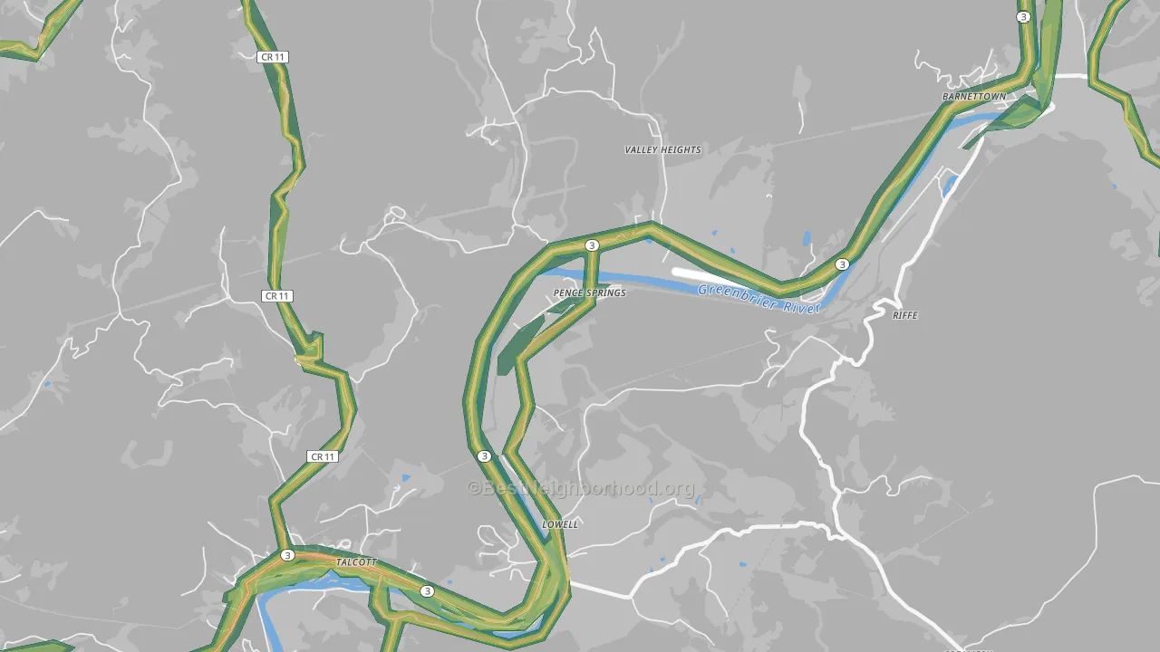 24962, WV Map of Noise Levels in 24962