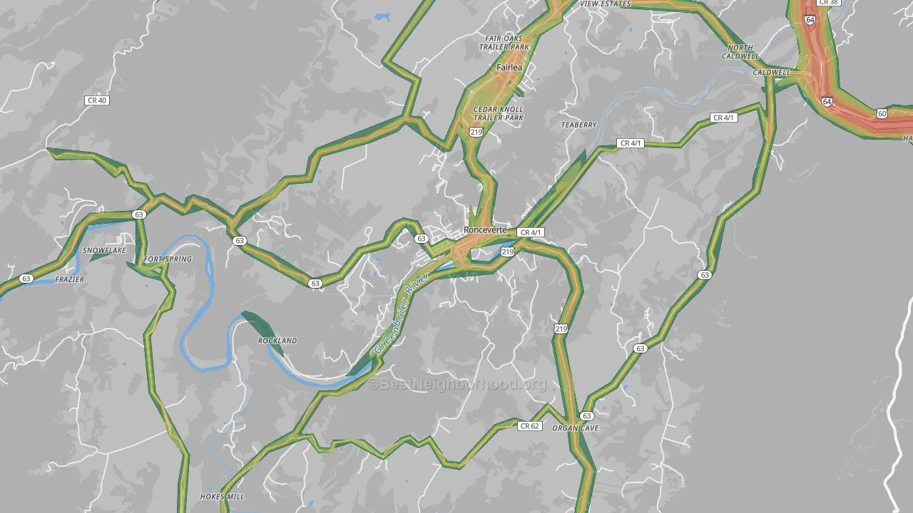 24970, WV Map of Noise Levels in 24970