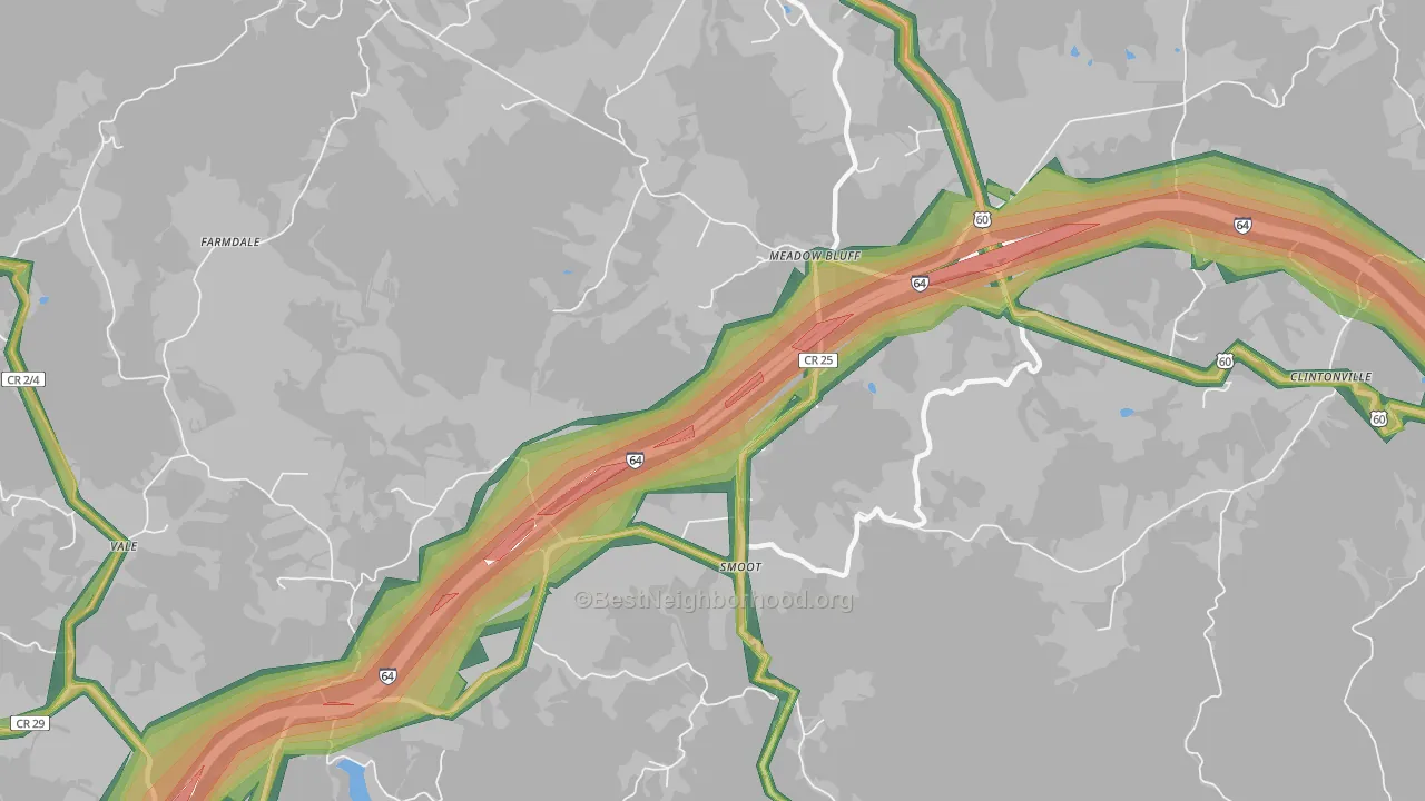 24977, WV Map of Noise Levels in 24977