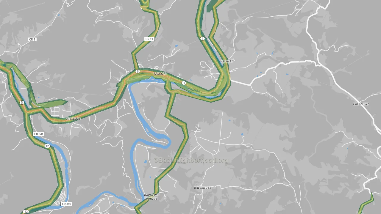 24981, WV Map of Noise Levels in 24981