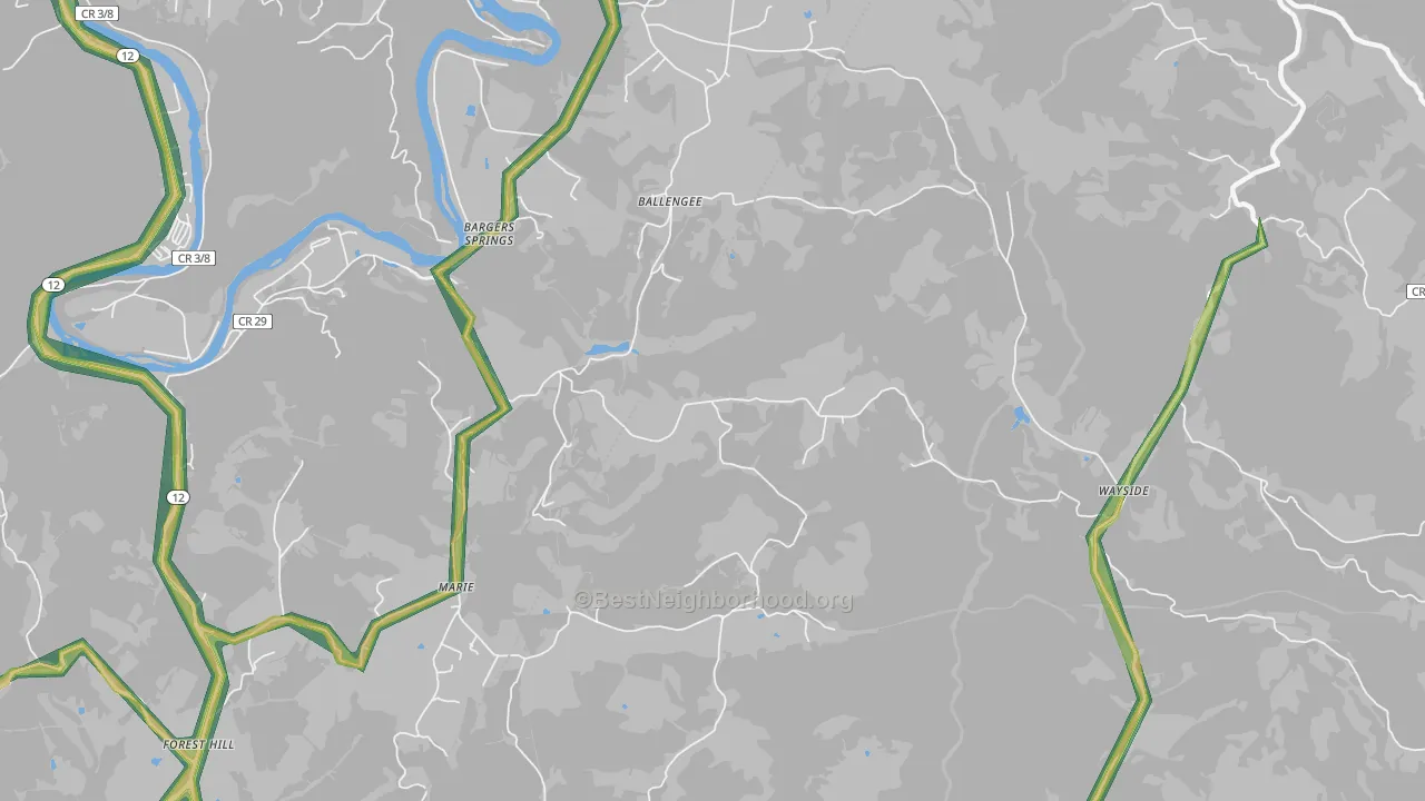 24985, WV Map of Noise Levels in 24985