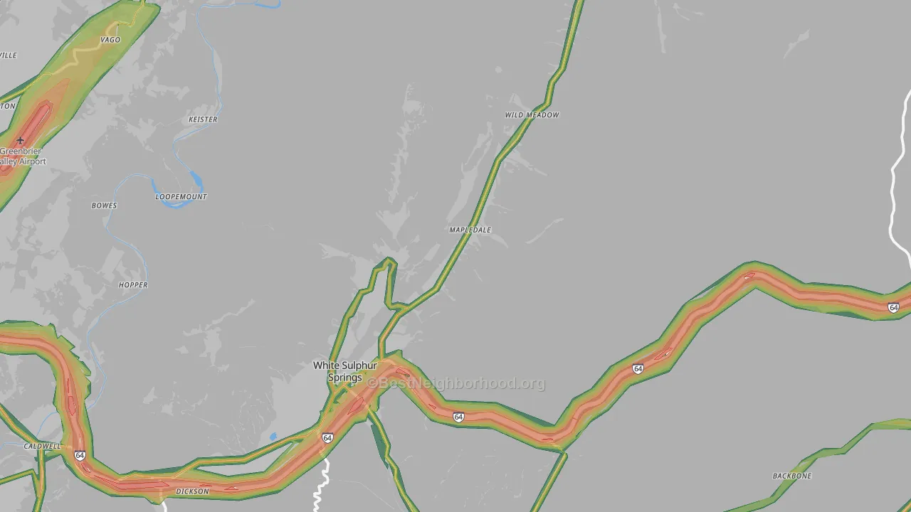 24986, WV Map of Noise Levels in 24986