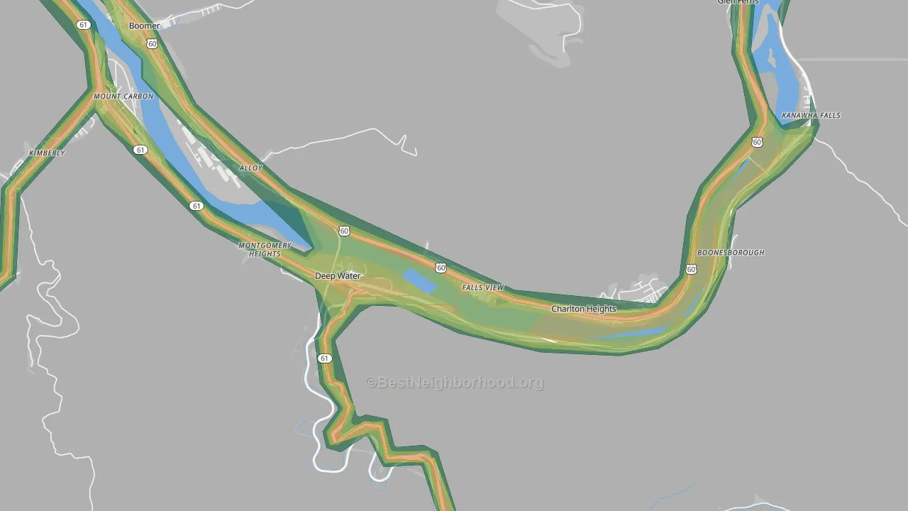 25002, WV Map of Noise Levels in 25002