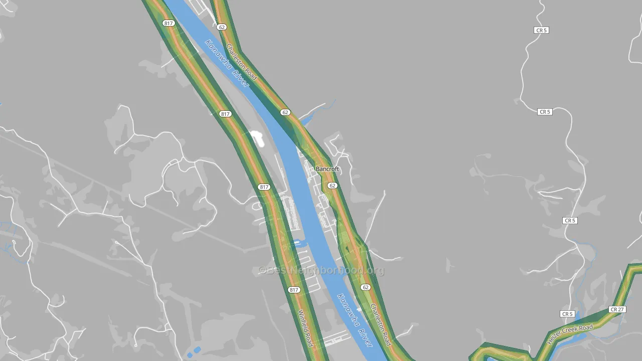 25011, WV Map of Noise Levels in 25011