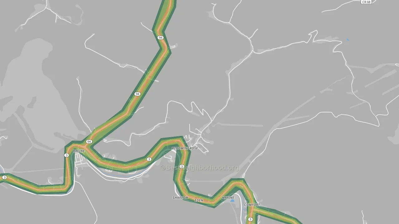 25024, WV Map of Noise Levels in 25024