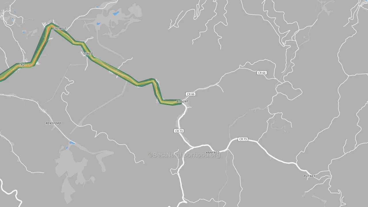 25025, WV Map of Noise Levels in 25025