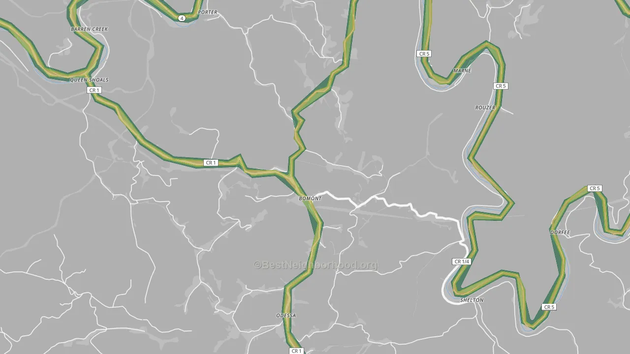 25030, WV Map of Noise Levels in 25030