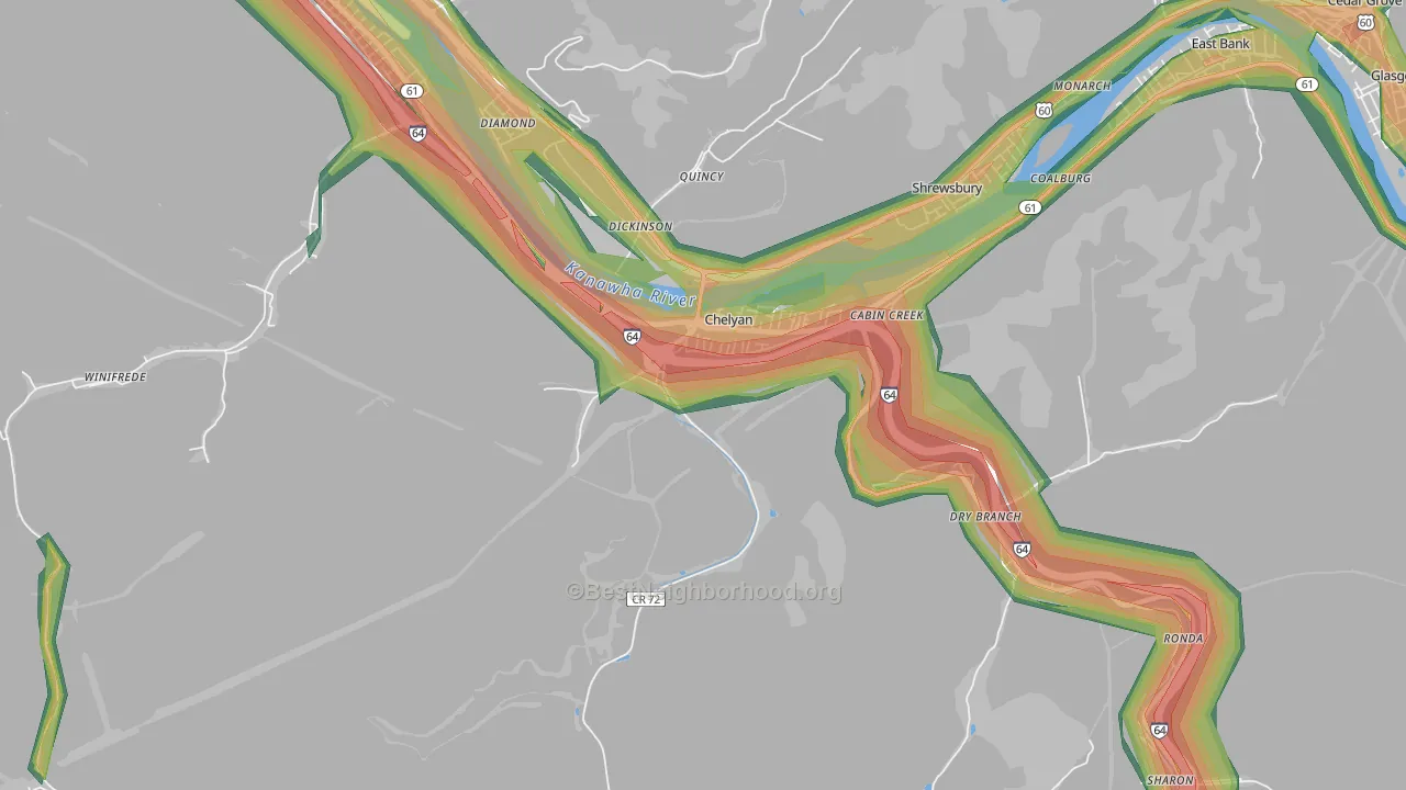 25035, WV Map of Noise Levels in 25035
