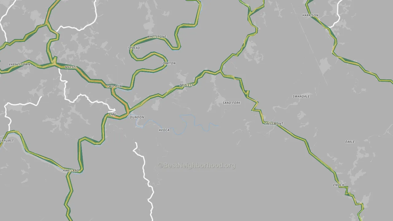 25043, WV Map of Noise Levels in 25043