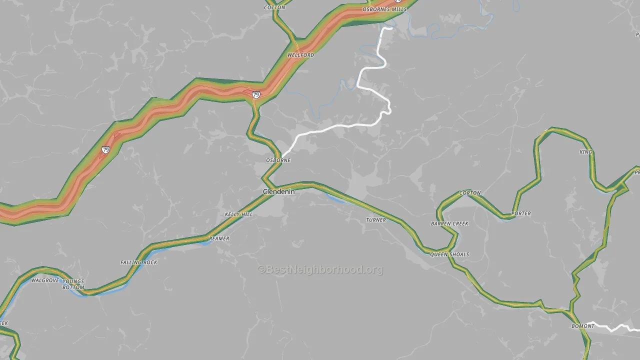 25045, WV Map of Noise Levels in 25045