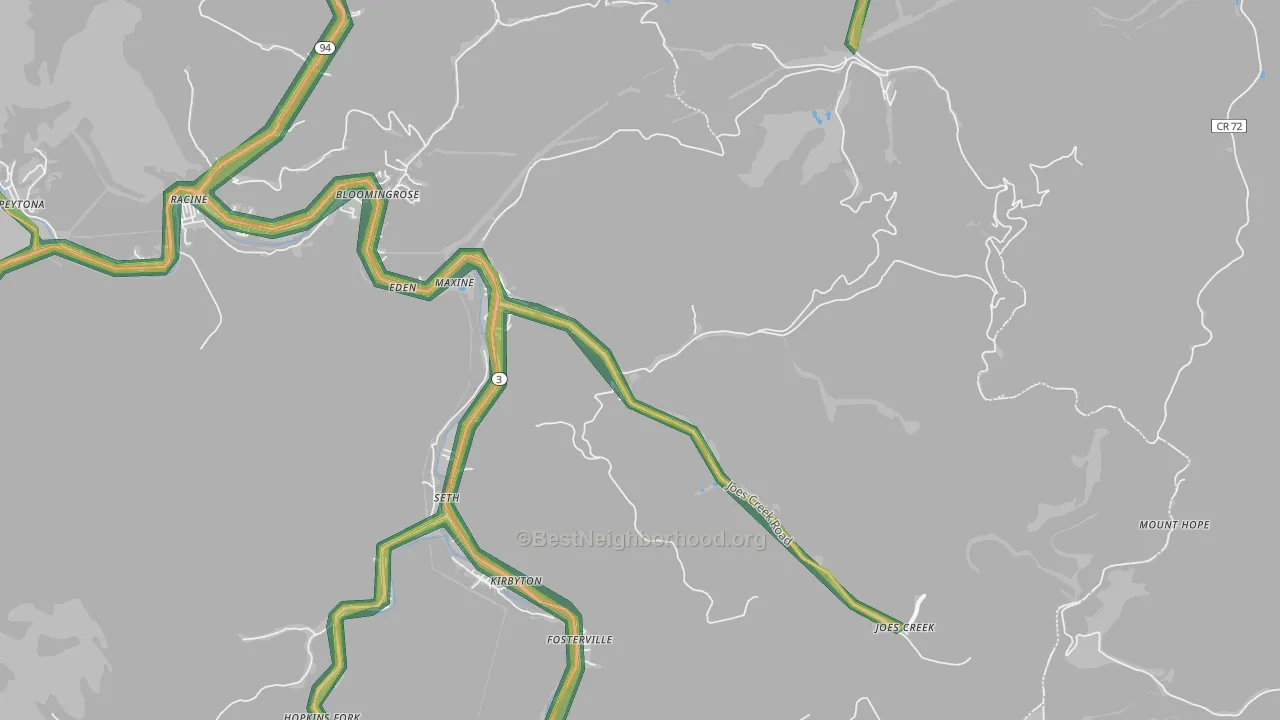 25049, WV Map of Noise Levels in 25049