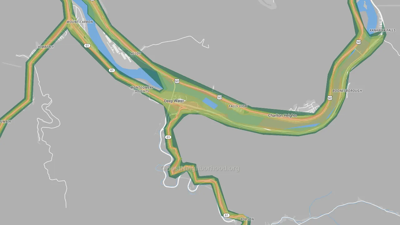 25057, WV Map of Noise Levels in 25057