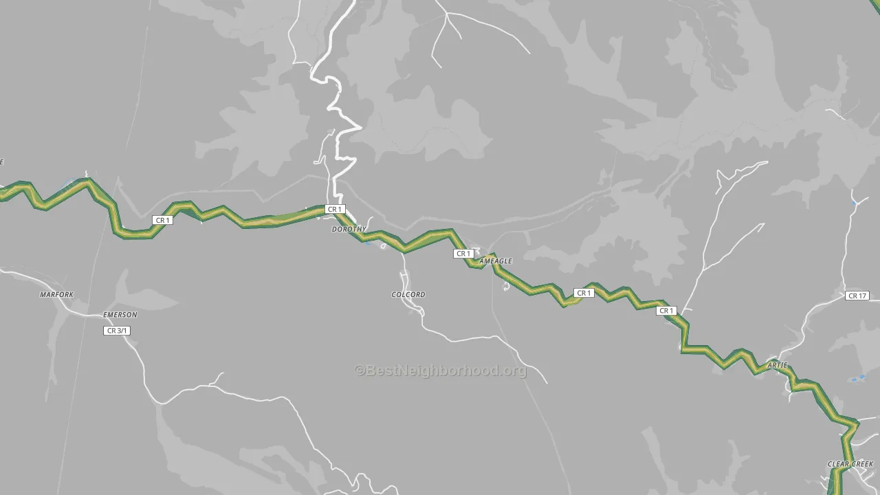 25060, WV Map of Noise Levels in 25060