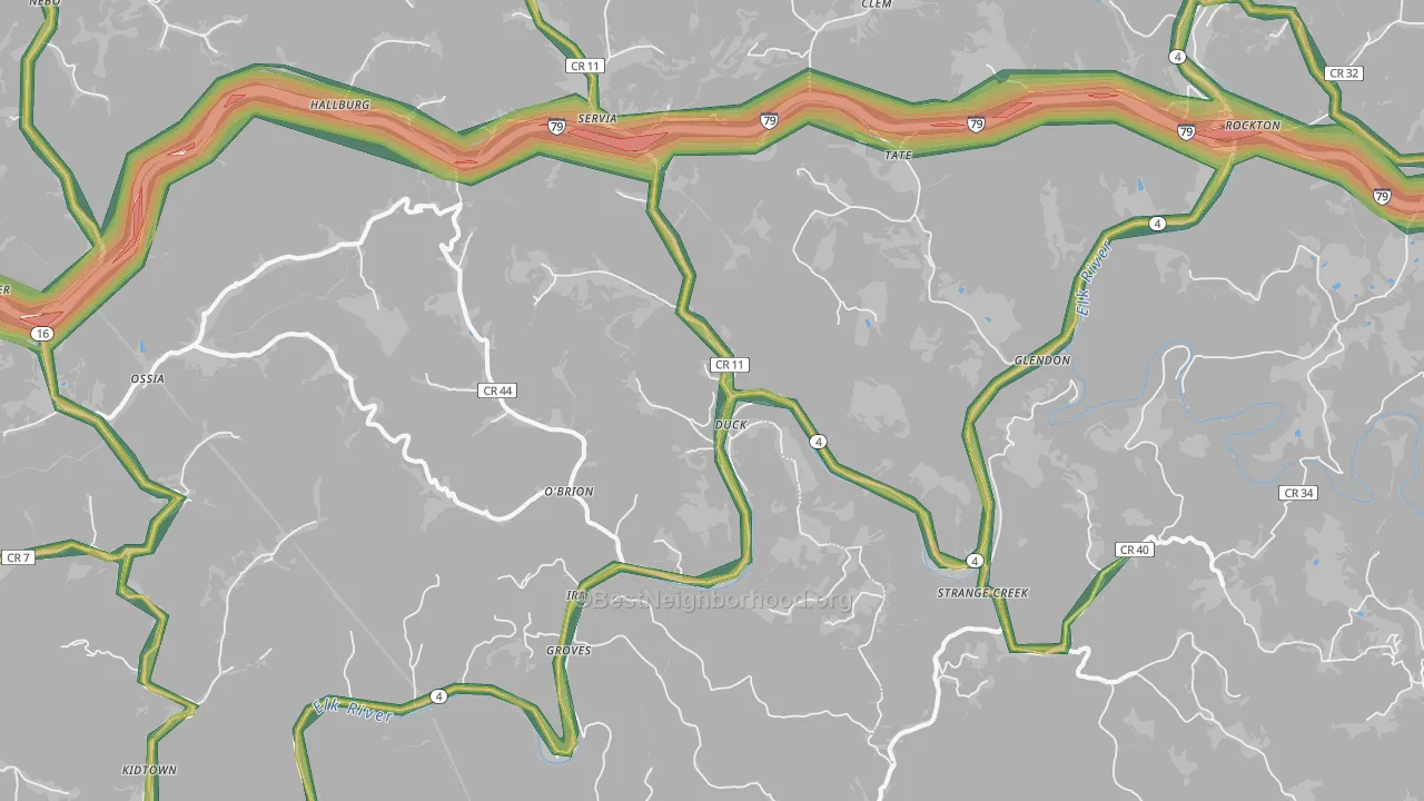 25063, WV Map of Noise Levels in 25063