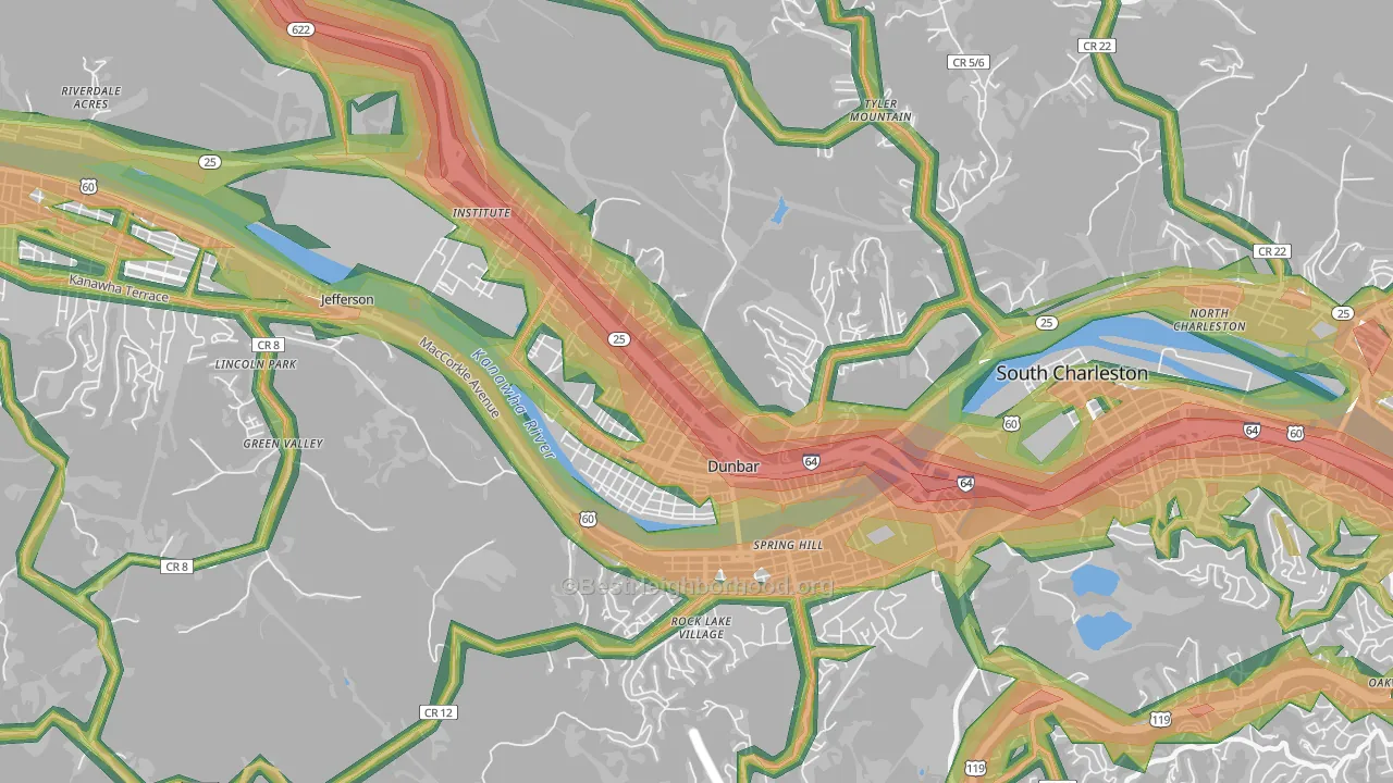 25064, WV Map of Noise Levels in 25064