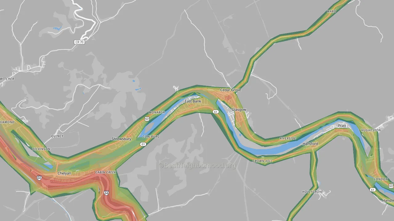 25067, WV Map of Noise Levels in 25067