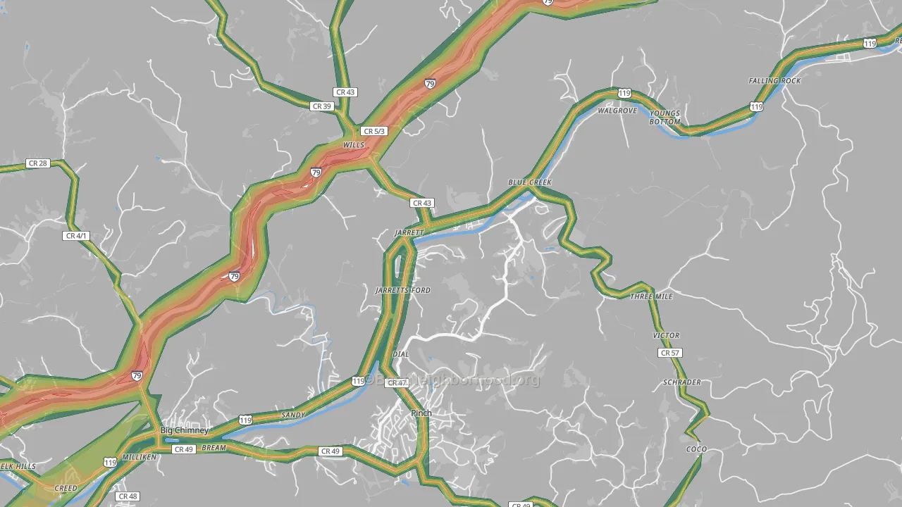 25071, WV Map of Noise Levels in 25071