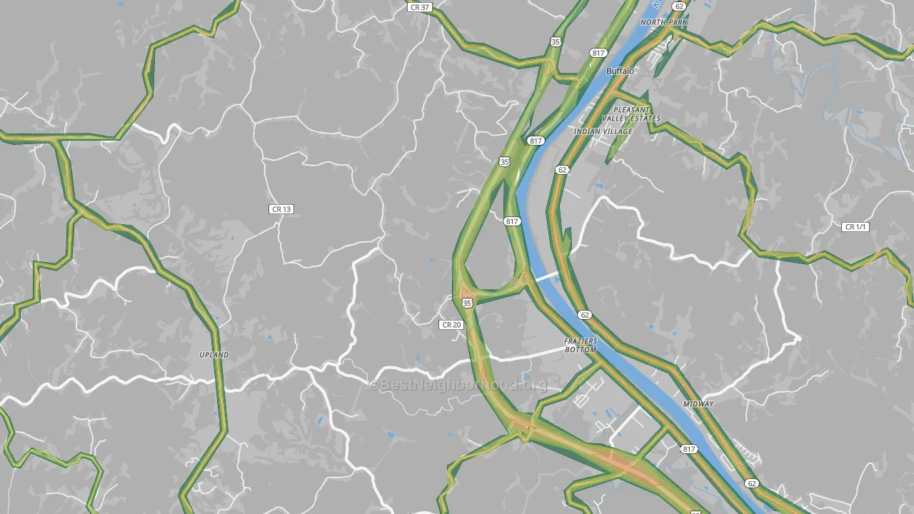 25082, WV Map of Noise Levels in 25082