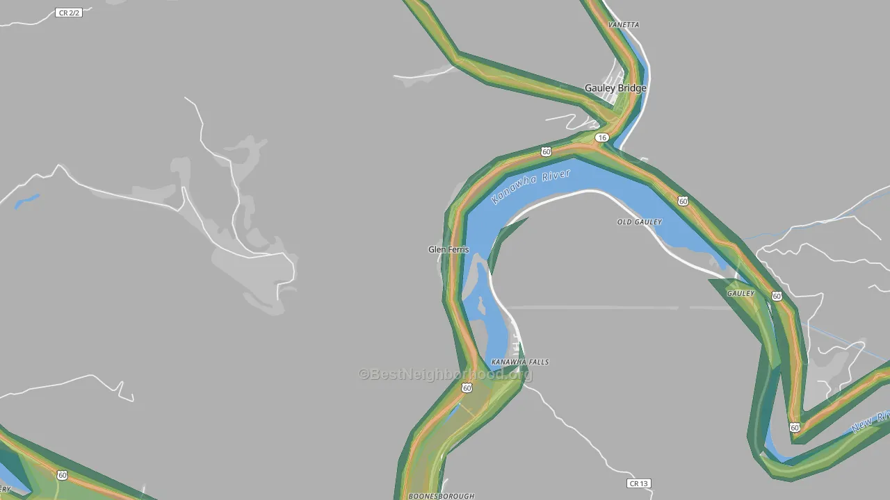 25090, WV Map of Noise Levels in 25090