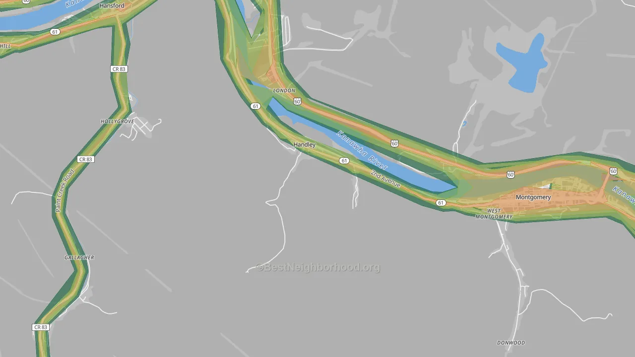 25102, WV Map of Noise Levels in 25102