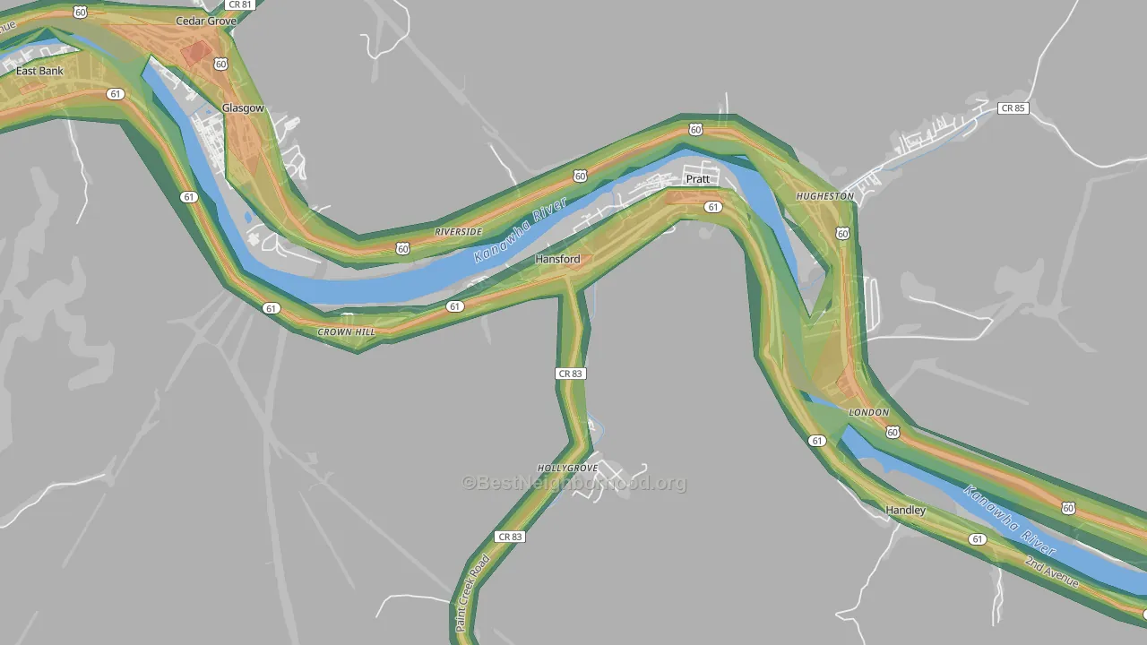 25103, WV Map of Noise Levels in 25103