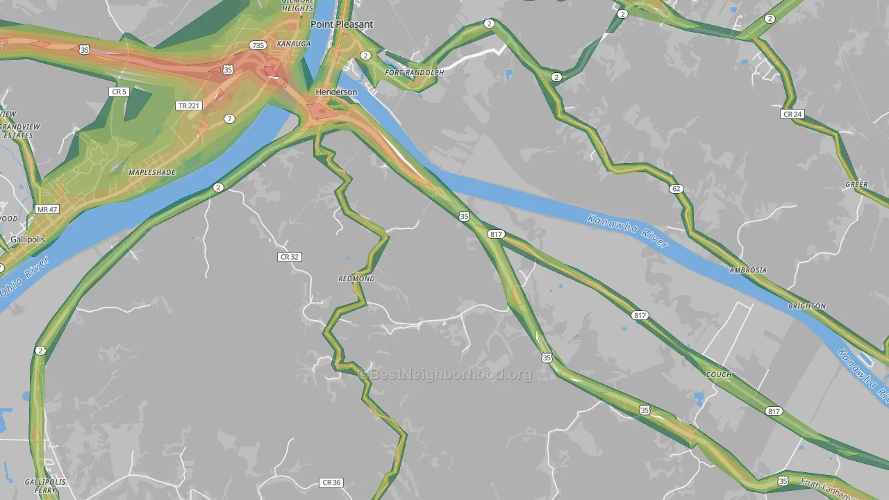 25106, WV Map of Noise Levels in 25106