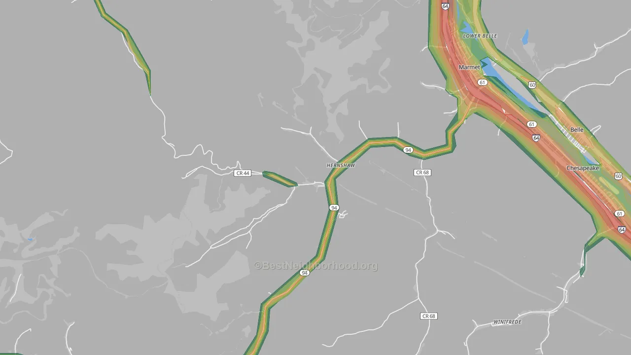 25107, WV Map of Noise Levels in 25107